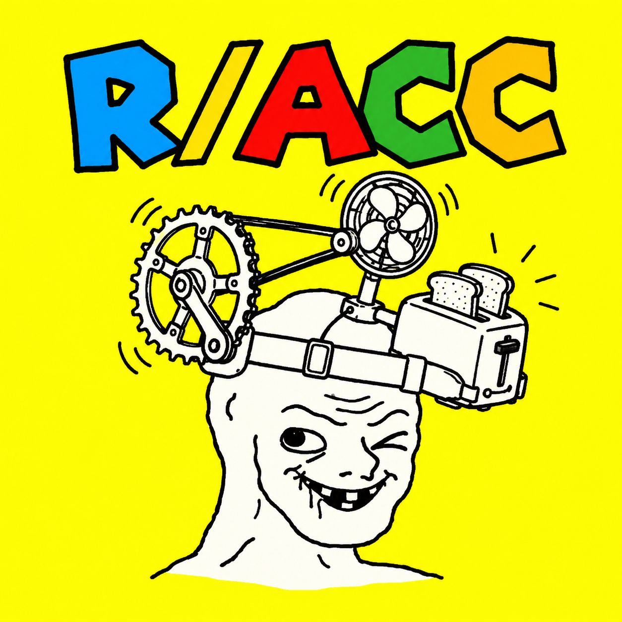 the r/acc machine strapped to a head